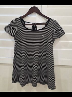 Striped Scoop Neck Tee with Tie Back